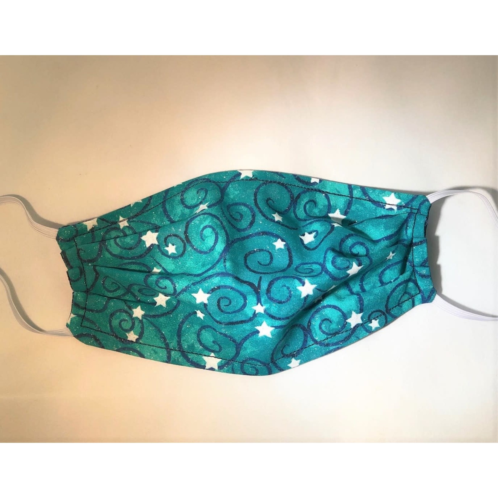 Face Cover - Reversible Green Star/Navy Floral - Adult Med