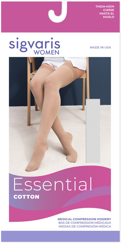 SIGVARIS Women's Essential Cotton Thigh-High 20-30mmHg