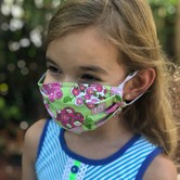 Face Cover - Reversible Kids Reversible Mask Bright Pink Green Floral - Kids