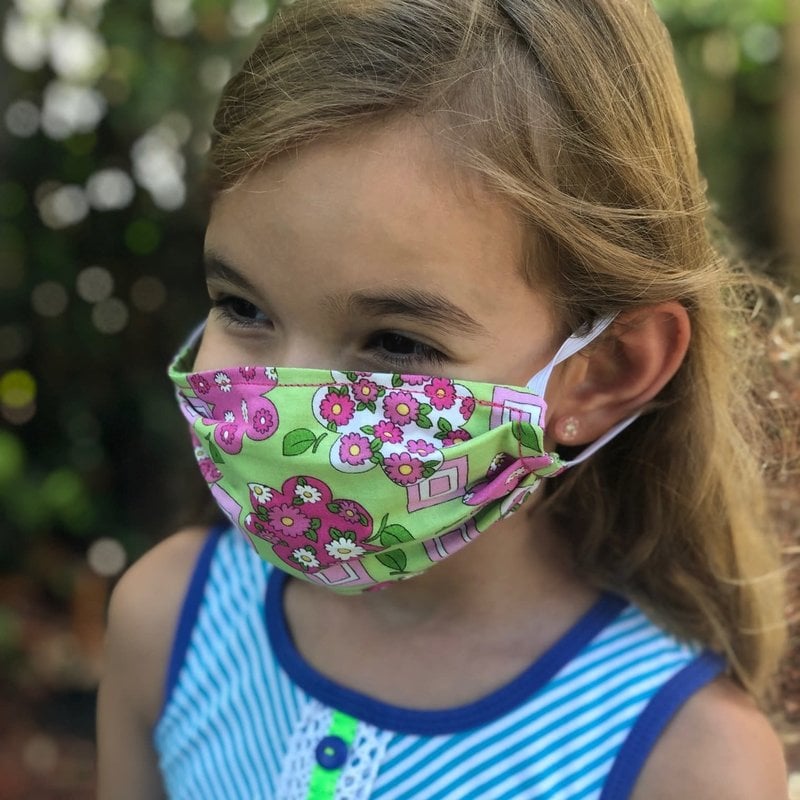 Face Cover - Reversible Kids Reversible Mask Bright Pink Green FloralFloral - Kids