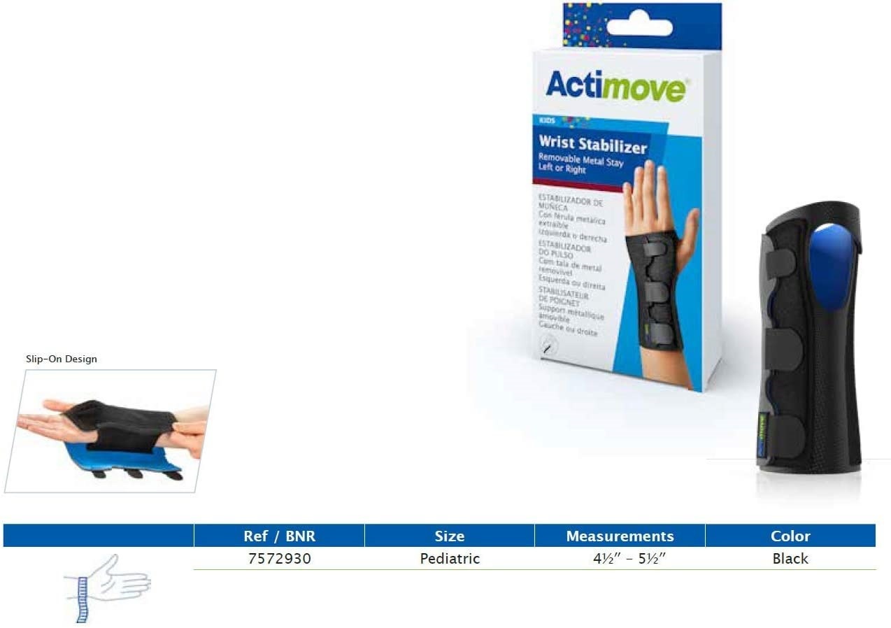 Actimove Actimove Kids Wrist Stabilizer Removable Metal Stay Left or Right Pediatric Right/Left Black