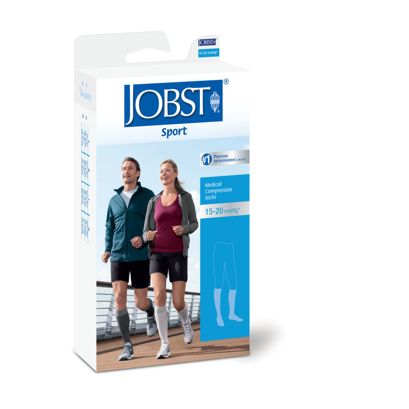 JOBST Jobst Sport Sock Knee Closed Toe 15-20 mmHg Black/Grey XL