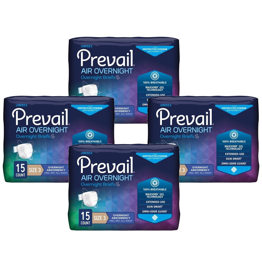 Unisex Adult Incontinence Brief Prevail Air Overnight Disposable