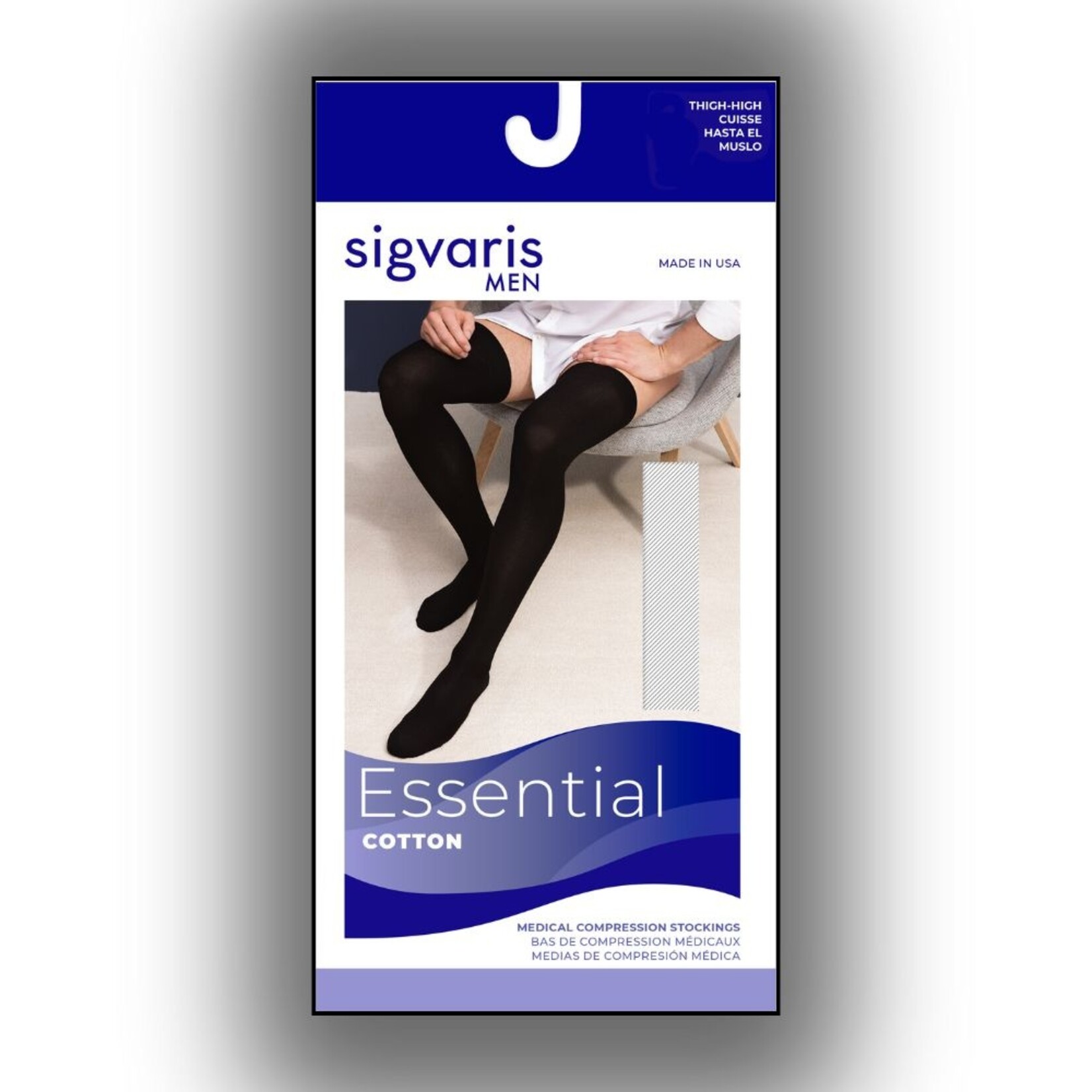 SIGVARIS Men's Essential Cotton Thigh-High 30-40mmHg product image #1