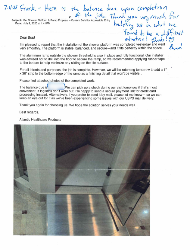 Thank You Letter from Family