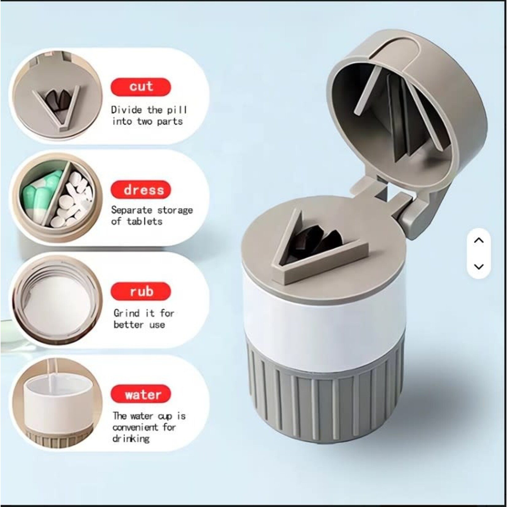 Pill Crusher 4 in 1 Gray(41)