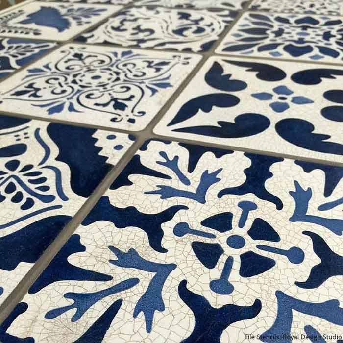 talavera tiles wall furniture stencils chalk it up