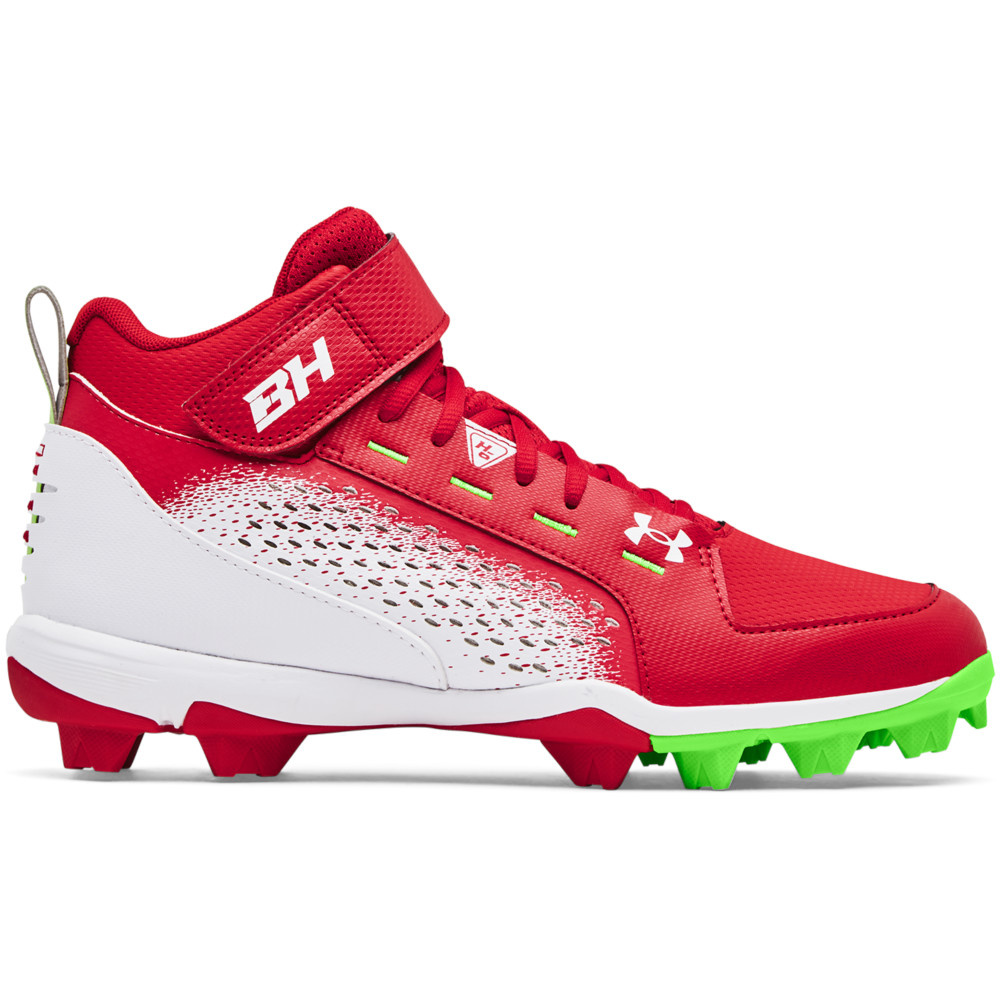 Under Armour Harper 7 USA Mid RM Jr. Youth Baseball Cleats - Red / White / Blue 3.5