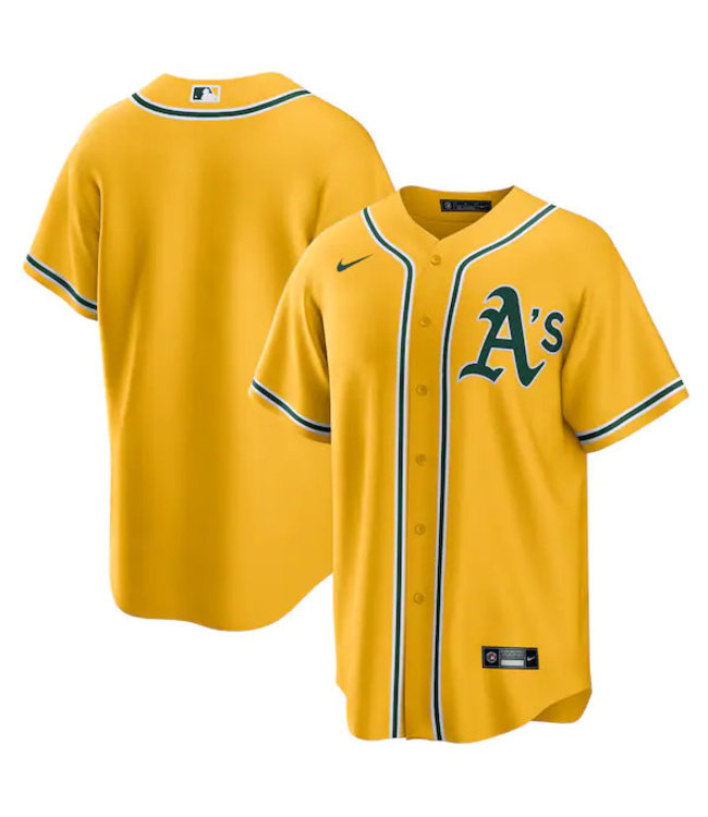 2021 Oakland A's Athletics Blank Game Issued Yellow Jersey 48 DP45479