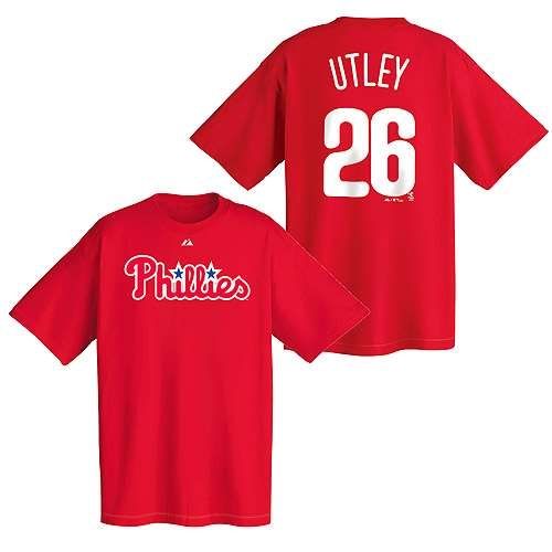 Majestic, Shirts, Like New Phillies Red Shirt Utley 26 Large