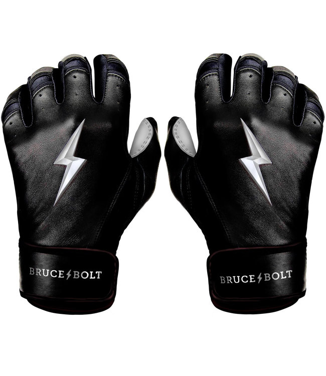 Bruce Bolt Premium Pro Short Cuff Batter's Gloves Gold  and Chrome Series