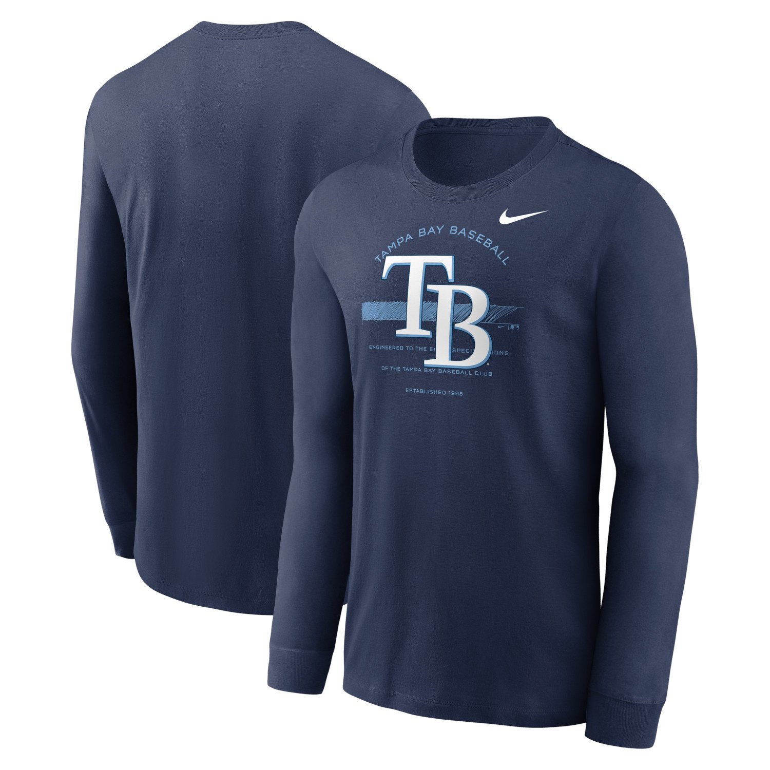 Nike Men's Tampa Bay Rays Navy Arch Over Logo Long Sleeve T-Shirt