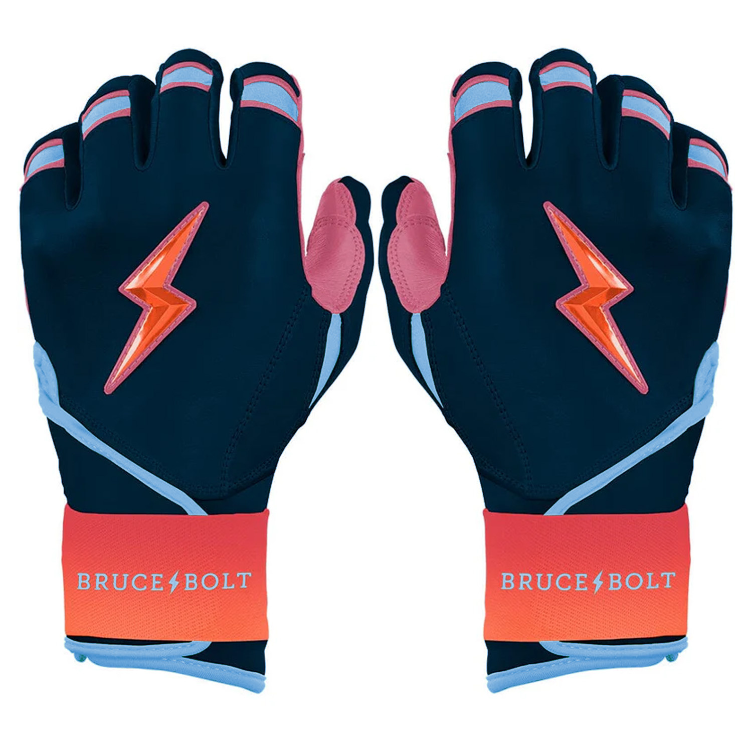 Gants De Baseball Bruce Bolt Premium Pro Long Cuff – Bleu Marine, Taille XL, Cuir Cabretta