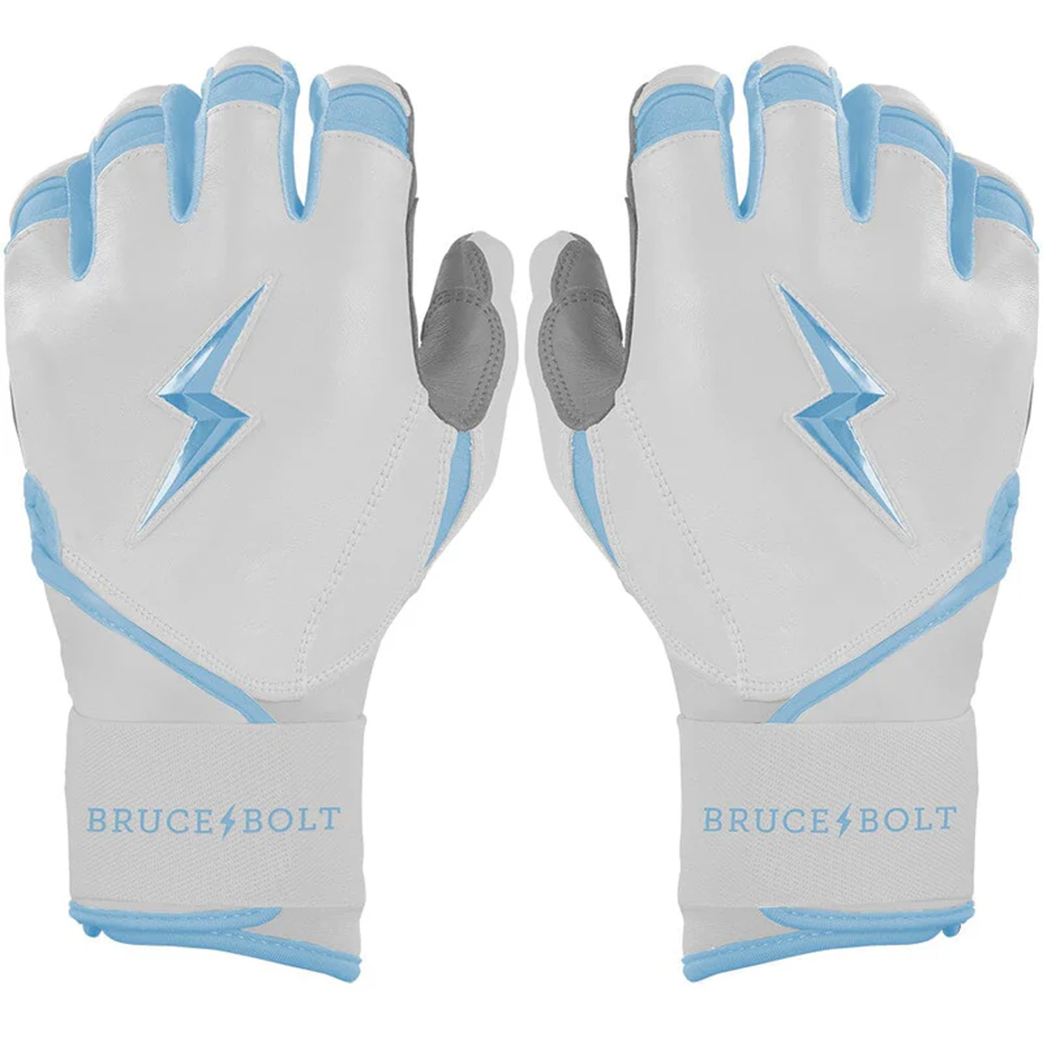 Gants De Battage Baseball BRUCE BOLT Premium Pro - Taille L, Noir Chrome, Cuir, Manchette Longue