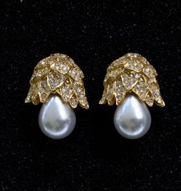 Jewelry KJLane: Pearl Drop with Gold Pave