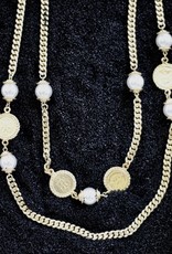 Jewelry Karin Sultan: Gold Coin and Pearl with <br />
flat Chain