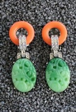 Jewelry KJLane: Carved Green Jade Art Deco
