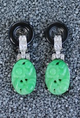 Jewelry KJLane: Carved Green Jade Art Deco Black Top