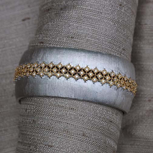 Jewelry Jardin: Satin Silver with Gold and Crystal Weave