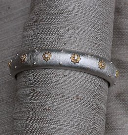 Jewelry Jardin: Satin Silver with Gold and Crystal Flower