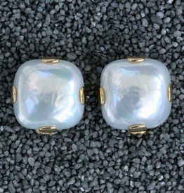 Jewelry FMontague: White Pearl Square w/gold