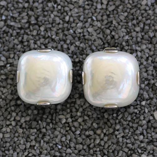 Jewelry FMontague: White Pearl Square w/Silver