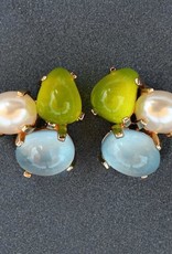 Jewelry VCExclusives: Tri Colored Drops Pearl Med Blue & Green