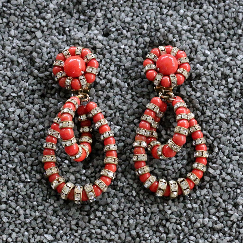 Jewelry FMontague: Lolita Coral Loops w/Crystal Details