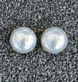 Jewelry FMontague: White Pearl Button w/Gold