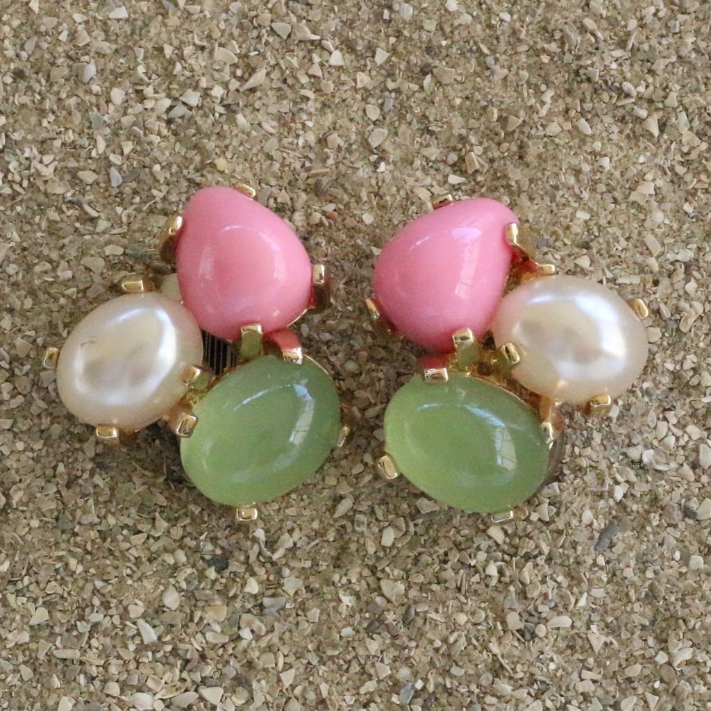 Jewelry VCExclusives: Tri Colored Drops Pink Green Pearl
