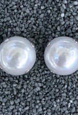 Jewelry FMontague: White Pearl Button w/Silver