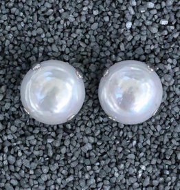 Jewelry FMontague: White Pearl Button w/Silver