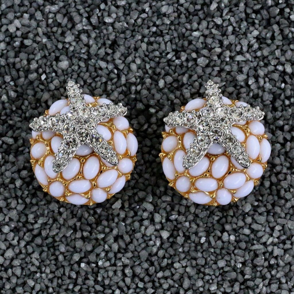Jewelry KJLane: Crystal Starfish on White Coral