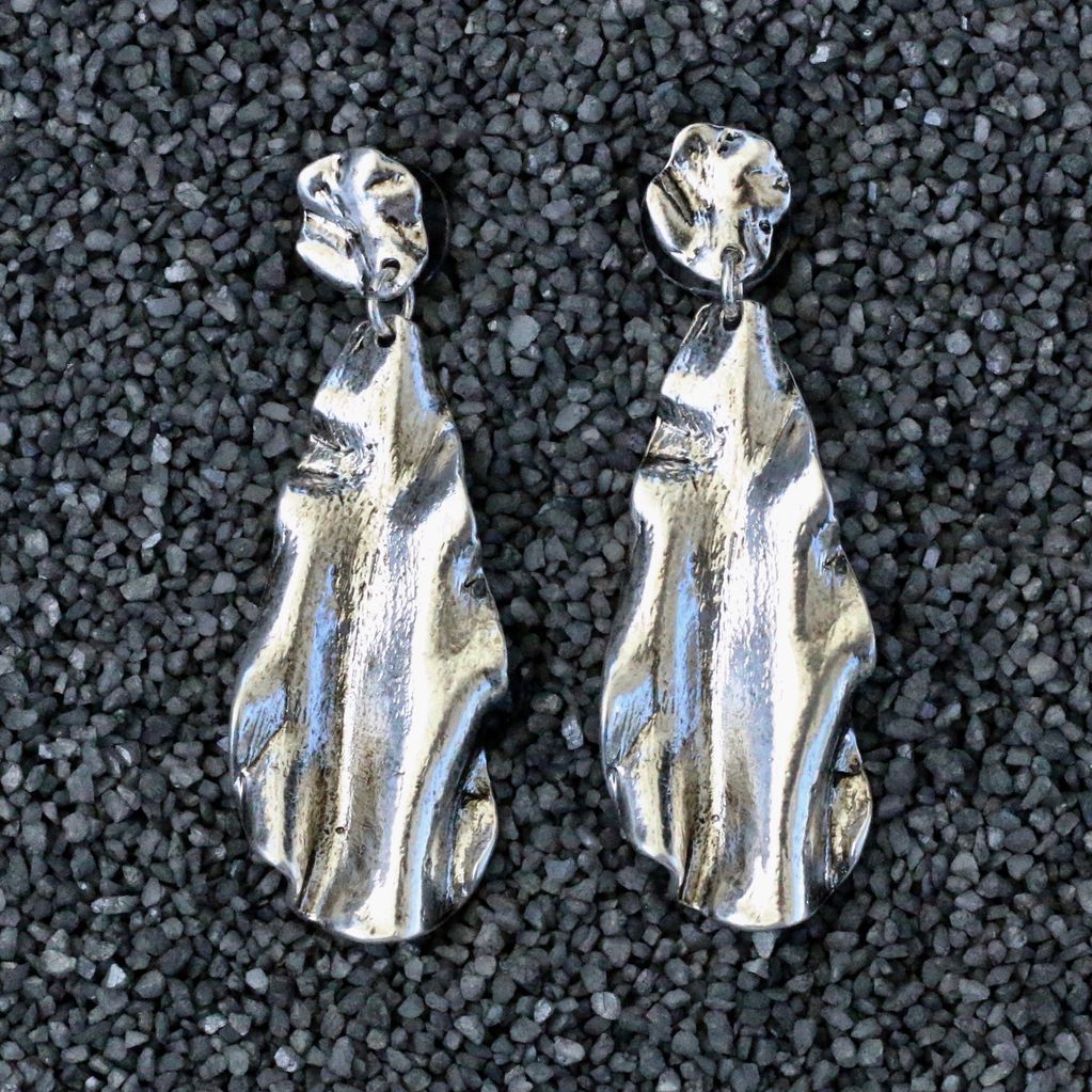 Jewelry KSultan: Silver Krinkle Drop Pierced