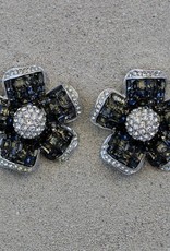 Jewelry Jardin: Clear & Charcoal Crystal Flower Med