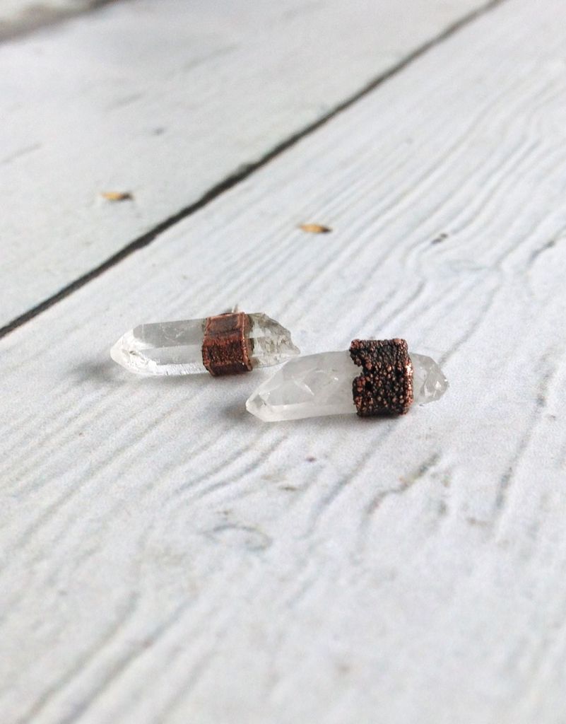 Raw Crystal Quartz Herkimer Diamond Stud Earrings Raw Crystal Quartz Herkimer Diamond Stud Earrings