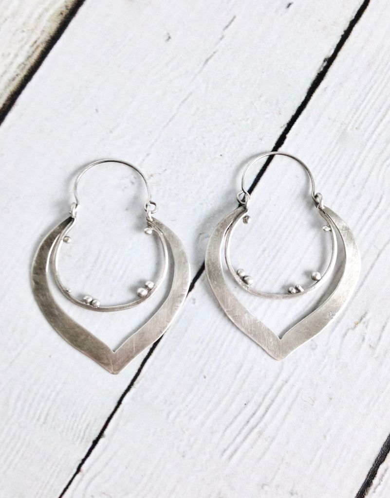 Handmade Matte Sterling Silver Lotus Shaped Earrings By Julia Handmade Matte Sterling Silver Lotus Shaped Earrings