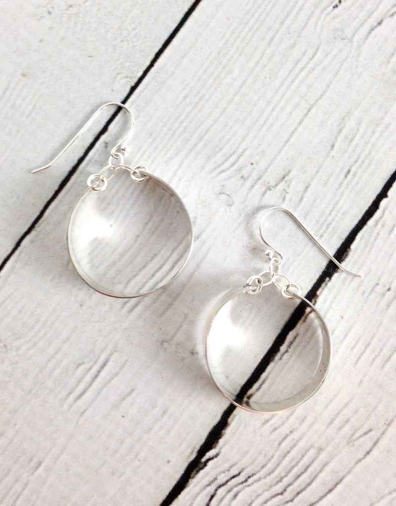 Handmade Sterling Silver Earrings With Medium Wide Shiny Hoops Handmade Sterling Silver Earrings With Medium Wide Shiny Hoops