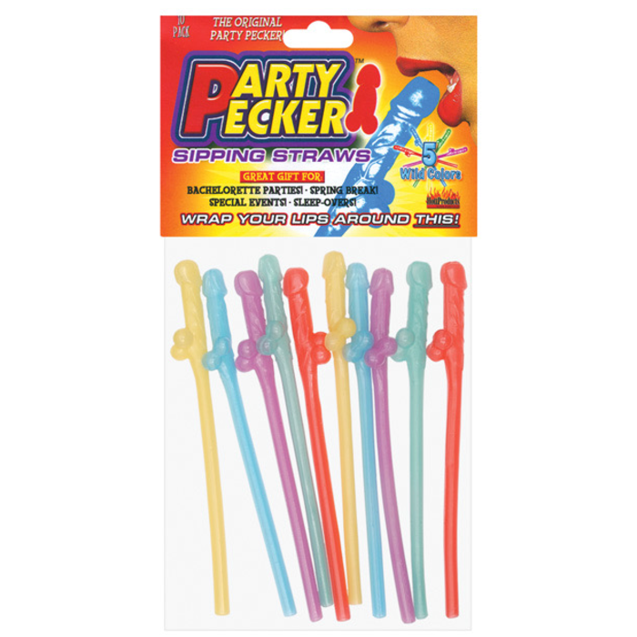 MULTI-COLOR PENIS STRAWS x 10