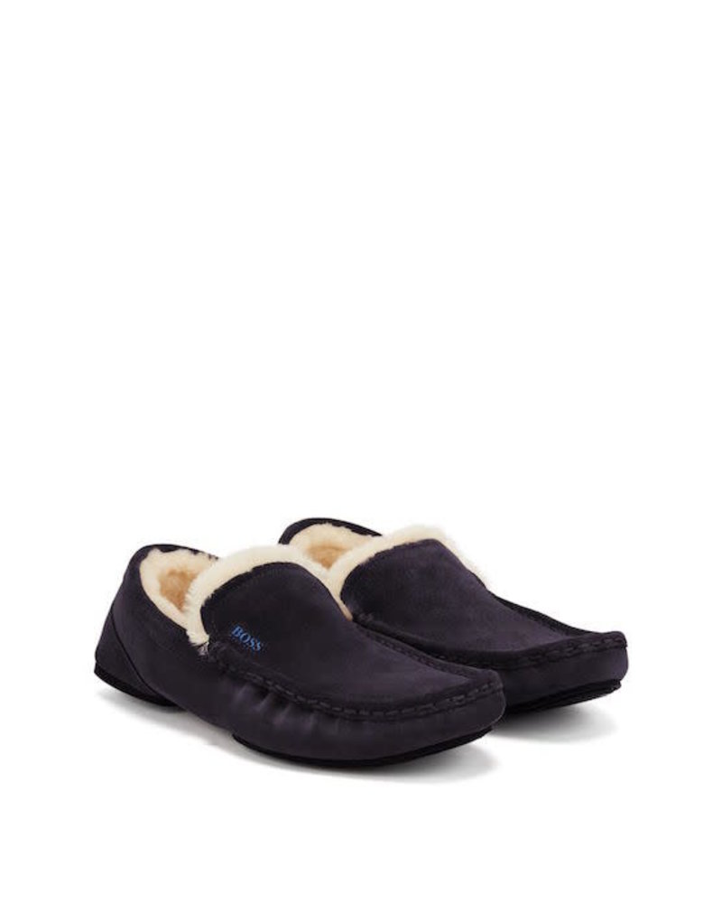 HUGO BOSS SUEDE SLIPPERS WITH SHEARLING LINING