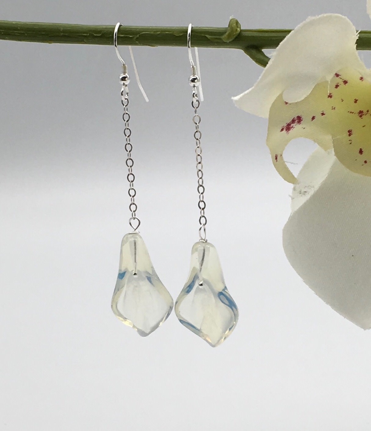 St1352 Long White Opal Earrings St1352 Long White Opal Earrings