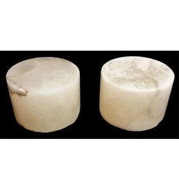 Stone 4-3/4"d x 3-1/2"h White Alabaster Cylinder #221009