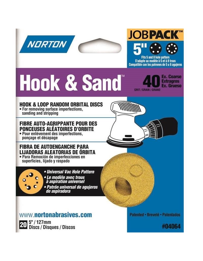 Norton Hook and Sand 40 grit 5"x 5 and 8 20 pack