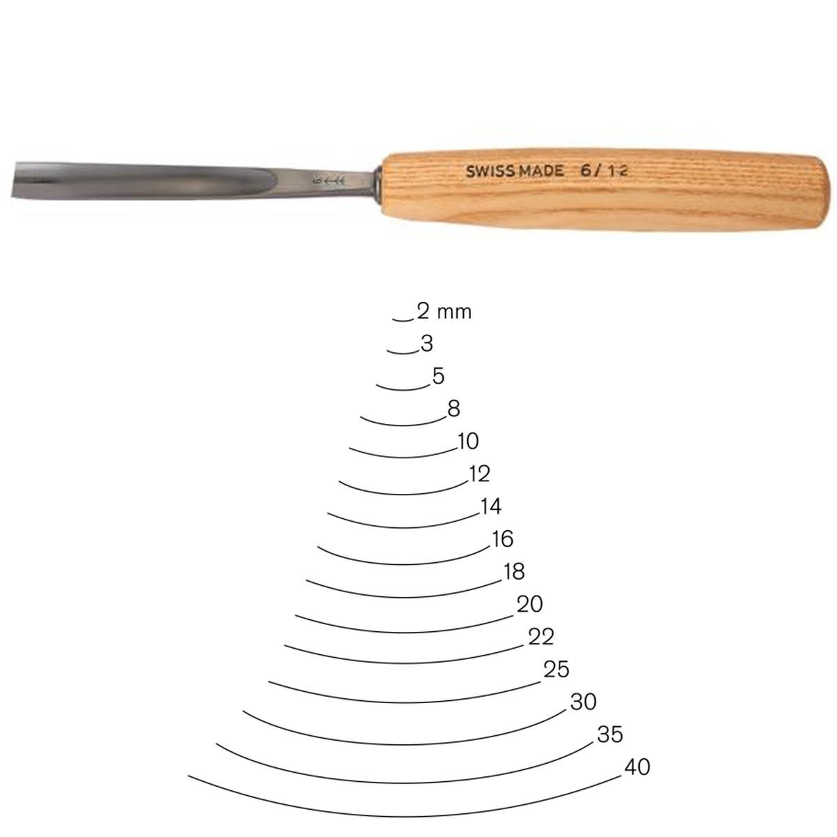 Pfeil 6 Swiss Sweep Gouge 12mm Full Size The Compleat Sculptor