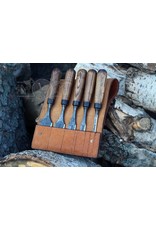 JS-Ukraine Chisels with Beveled edges in the leather bag (set of 5)