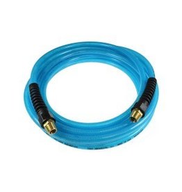 Coilhose Flexeel Hose, 1/4'' x 8', 1/4'' mpt Strain Relief Fittings, Transparent Blue PFE40084T