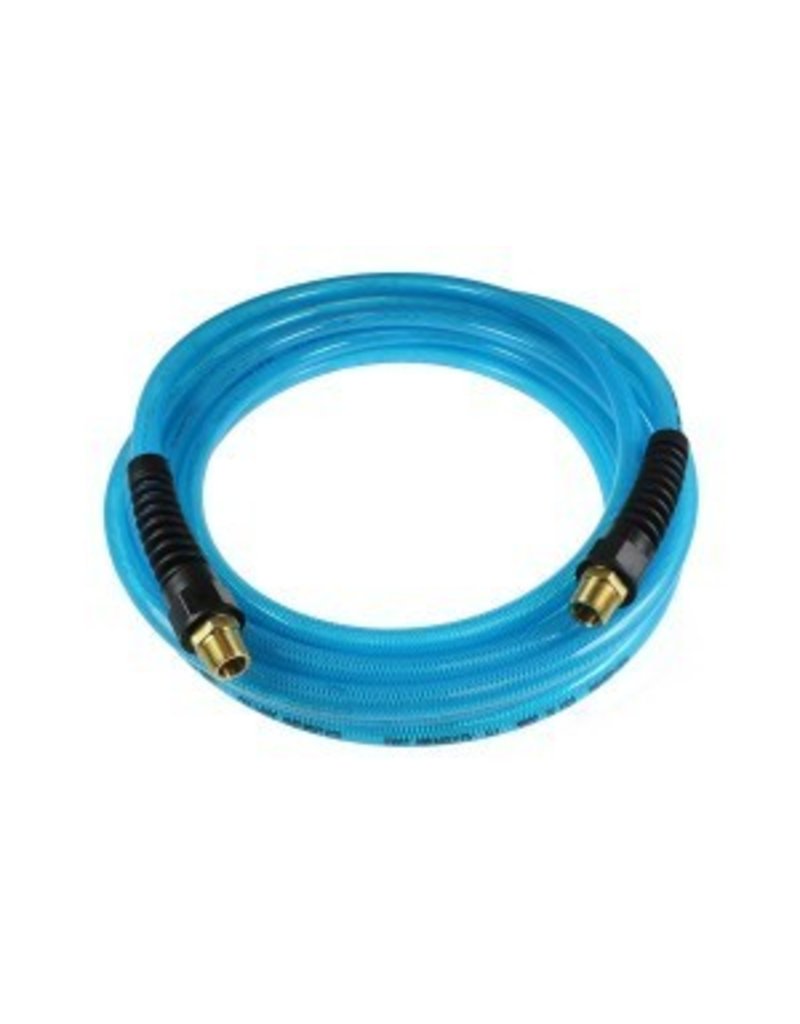 Coilhose Flexeel Hose, 1/4'' x 8', 1/4'' mpt Strain Relief Fittings, Transparent Blue PFE40084T