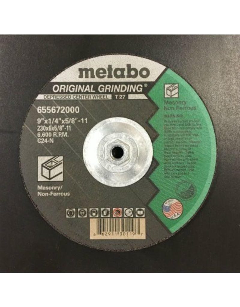 Metabo Original Grinding 9" X 1/4" X 5/8"-11, Type 27, C24N (655672000)