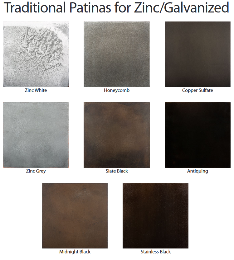 Metal Finishes - Zinc - Brass - Stainless - Copper - Aluminum - Steel