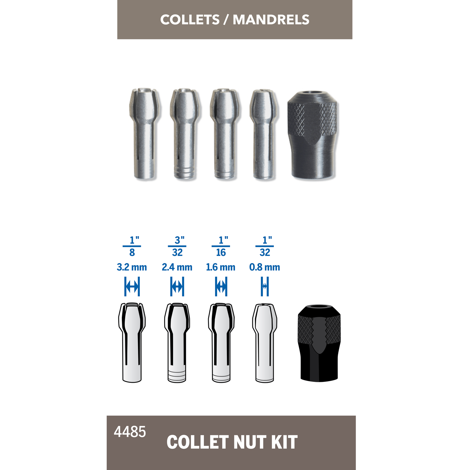 Dremel Collet Nut Kit #4485 - The Compleat Sculptor